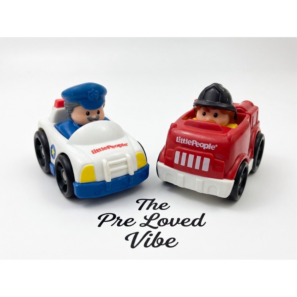 Fisher Price Little People Wheelies Police Car And Firetruck  2009